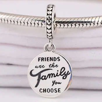 

Original Black Enamel Friends Are The Family You Choose Pendant Bead Fit 925 Sterling Silver Charm Bracelet Diy Jewelry