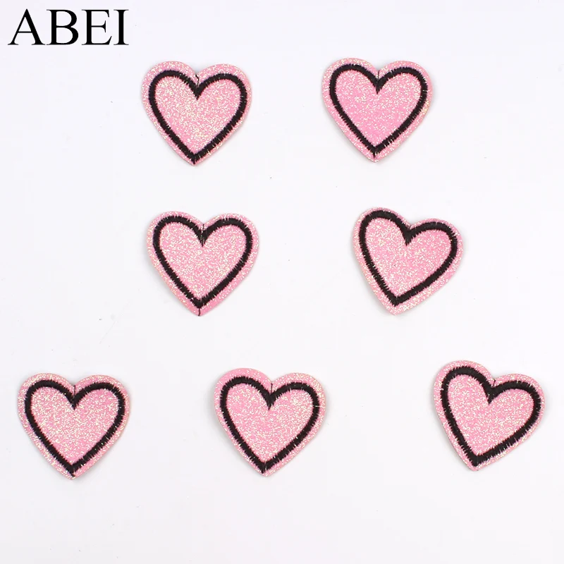 10 шт. блестящие нашивки с розовым сердцем Мультяшные наклейки любовью Пришивные