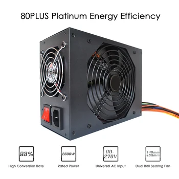 

New 2600W Switching Server Power Supply 93% Mining Machine Power Source for Ethereum S9 S7 L3 Rig Mining Bitcoin 90-270V