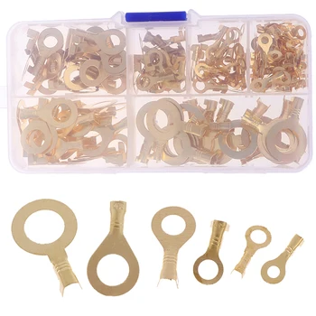 

Practical New 150pcs/set Ring Type Gold Terminals Golden Brass Non-insulated Crimp Terminals Connectors Cable Wire