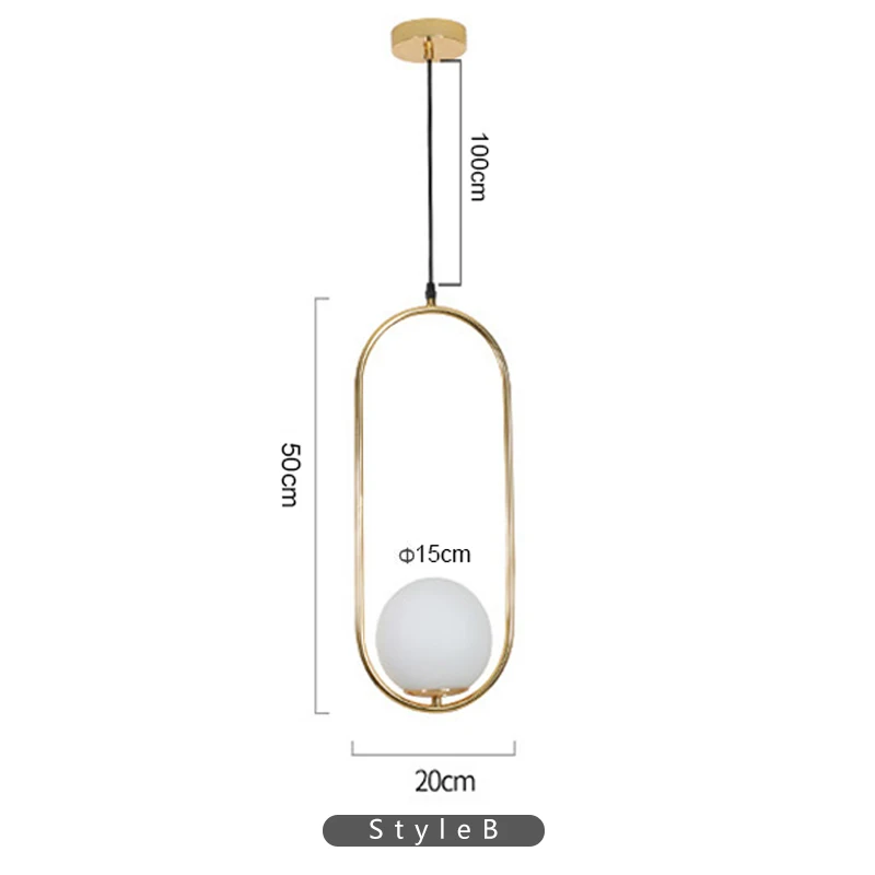 Скандинавский современный светодиодный подвесной светильник E27 стеклянный круглый шар оригинальность металлическая Подвесная лампа для гостиной кафе ресторан освещение - Цвет корпуса: pendant lights B