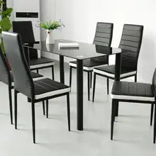 Cadeira de jantar estilo nórdico, 2/pçs, assento seguro, antiderrapante, pernas de aço inoxidável, preto e branco