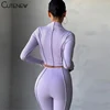 Cutenew Autumn Solid Two Piece Set Women's Outfits Half High Collar Long Sleeve Crop Top+Skinny Leggings Lady Casual Sporty Suit 5
