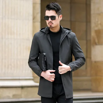 

Pack Men Medium Length Money Windbreaker Coat Fat Man Loose Leisure Top Plus Fat plus Size Middle Age Business Positive Pack