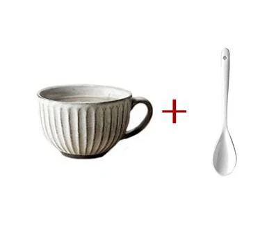 Cup and spoon 320 мл Емкость керамическая чашка для завтрака кофейная чашка ретро-чашка кафе бар поставки японский - Цвет: Cup and spoon