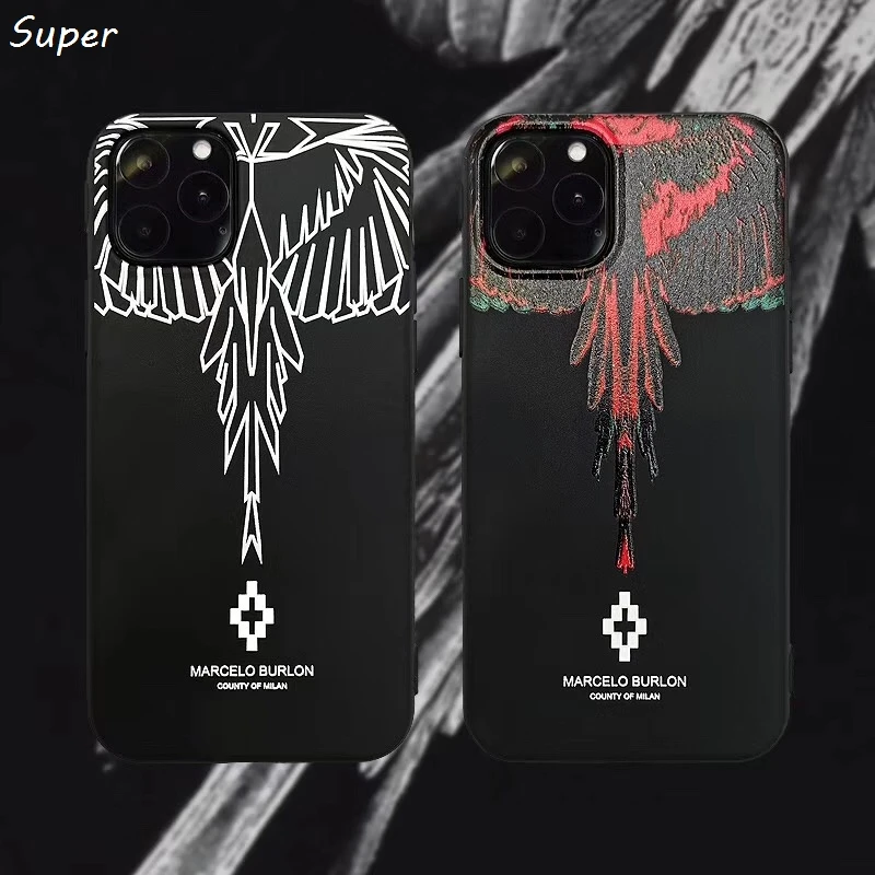 

Hot Italy Brand MARCELO BURLON Phone Case For iphone 11 Pro Max 6 s 7 8 Plus X XS 10 XR Fashion Soft tpu Silicone Cover Coque