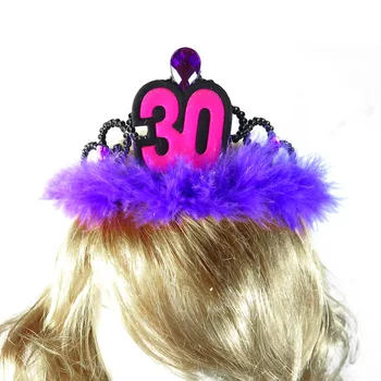 

8pcs birthday supplies 30 featured tiara purple adult ceremony hair accessories 21 40 50 woman souvenirs fun happy birthday gift