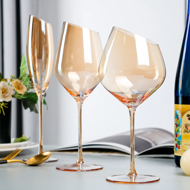 

Color red wine glass creative European color wine glass crystal glass Burgundy high-footed glass