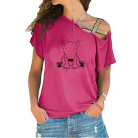 Tshirt women 2021 fashion Summer new Bull Terrier Dog print graphic t shirts Causal Short Sleeve oversized t shirt plus size