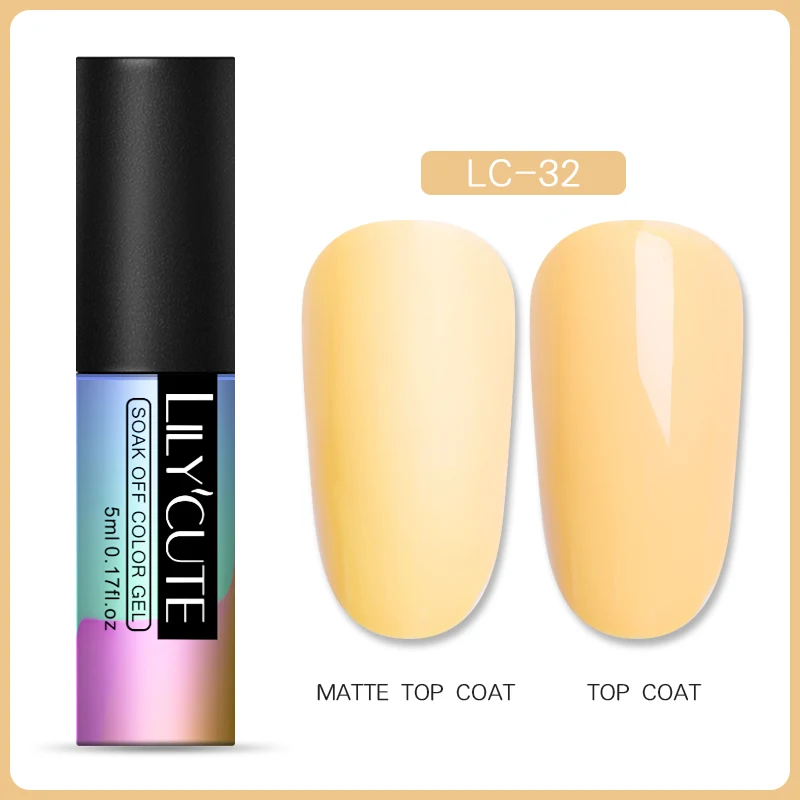 LILYCUTE 5ml Matte Gel Polish Soak Off UV LED Gel Varnish Long Lasting Grey Pure Nail Color UV Nail Gel Varnish DIY Art Design - Цвет: LC-32