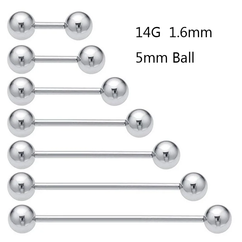 

Lip Ring Bars Labret Piercing 1PC Steel Ball 14G Straight Rod Tongue Nail Industrial Earrings Body Jewelry Sexy Women Accessorie