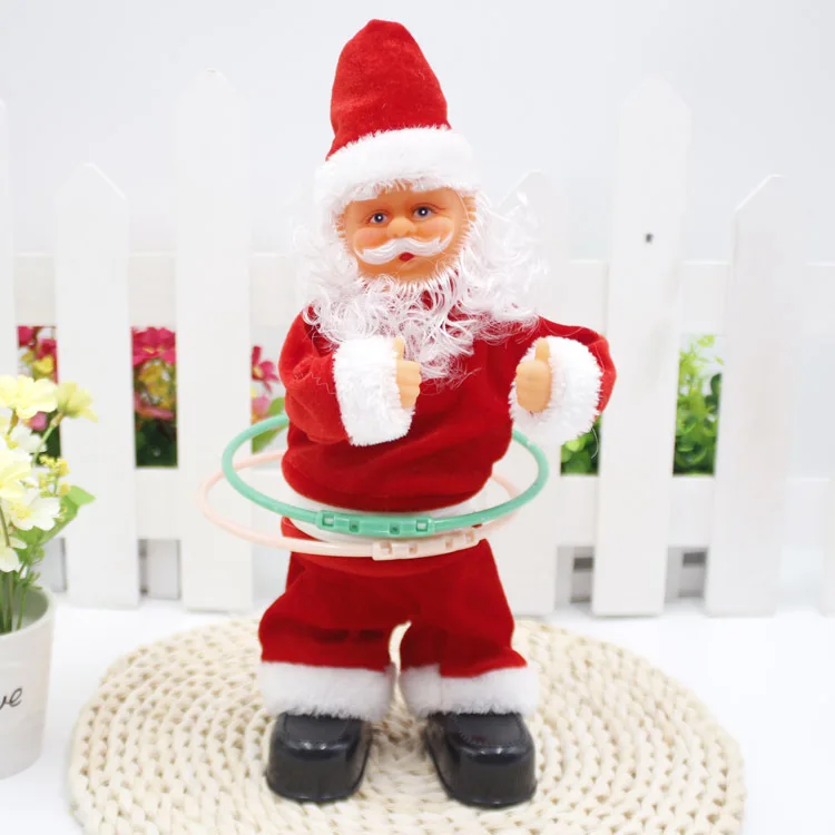 

12 Inch Hula Hoop Santa Claus Electric Music Toy Creative Xmas Decor Doll Toys for Children Best Gifts Xmas Novelty Toy