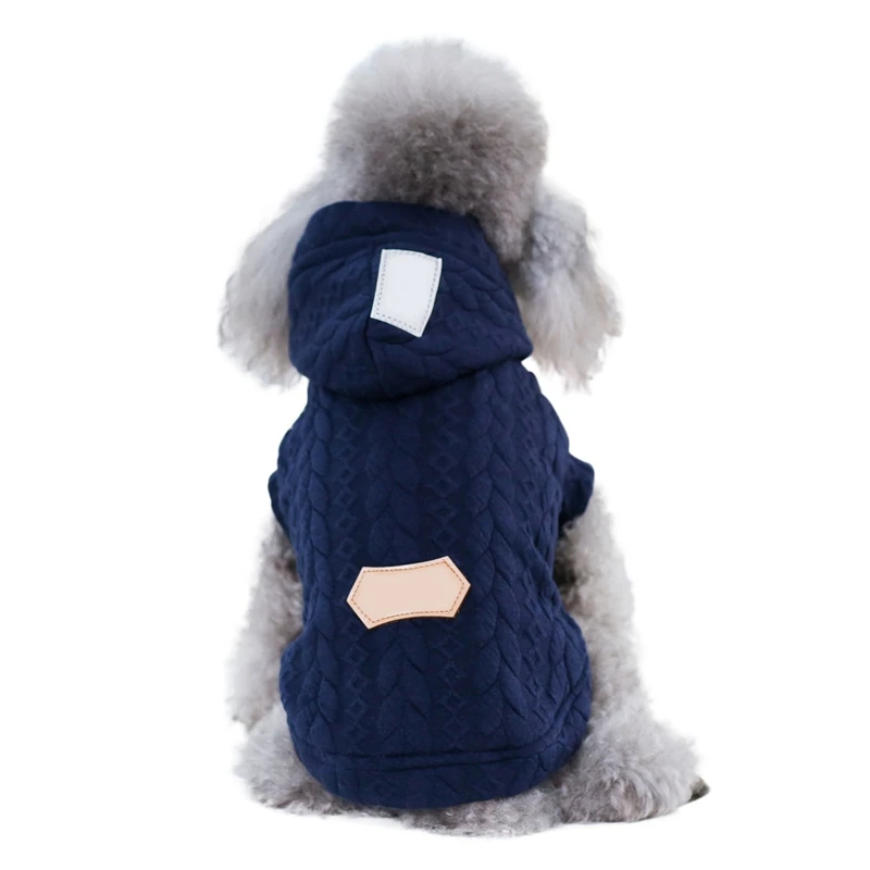 Теплый вязаный свитер для домашних животных на осень и зиму для маленьких и средних собак, пальто с капюшоном для щенков, утолщенные куртки для домашних животных, одежда для чихуахуа и Мопса