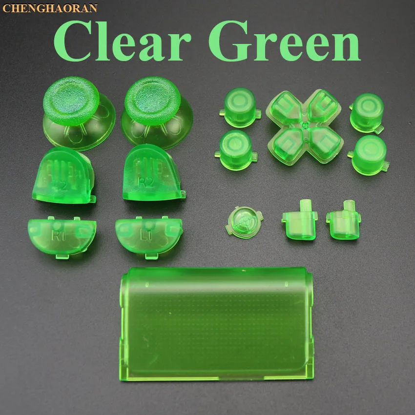 L Clear Green 1 комплект, фиолетовый, розовый, зеленый, красный, синий, Полная кнопка, сменный мод, игровой комплект для Playstation 4 PS4 010 011 2,0, контроллер старой версии - Цвет: L Clear Green