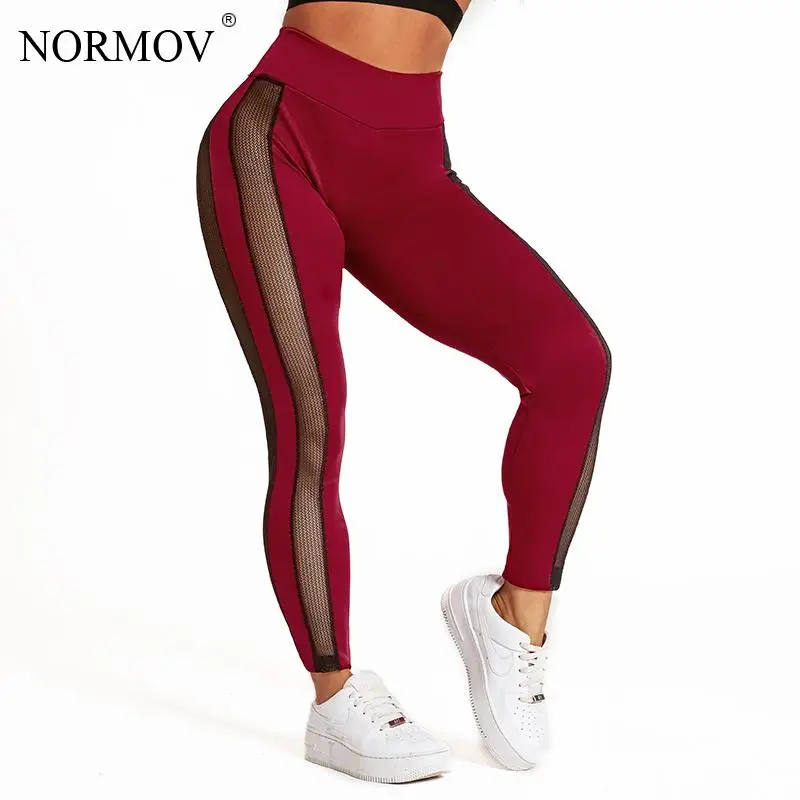 NORMOV Women Fitness Leggings Sexy Mesh Patchwork High Waist Push Up Quick-Drying Design Pants | Женская одежда