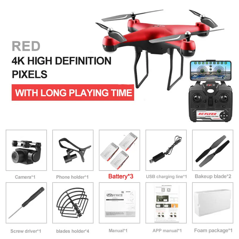 Профессиональный Дрон S32T с вращающейся камерой ESC 4K HD WiFi FPV с широким углом удержания высоты RC Квадрокоптер Вертолет игрушка VS XY4 E58 - Цвет: Red 4K 3B Foam