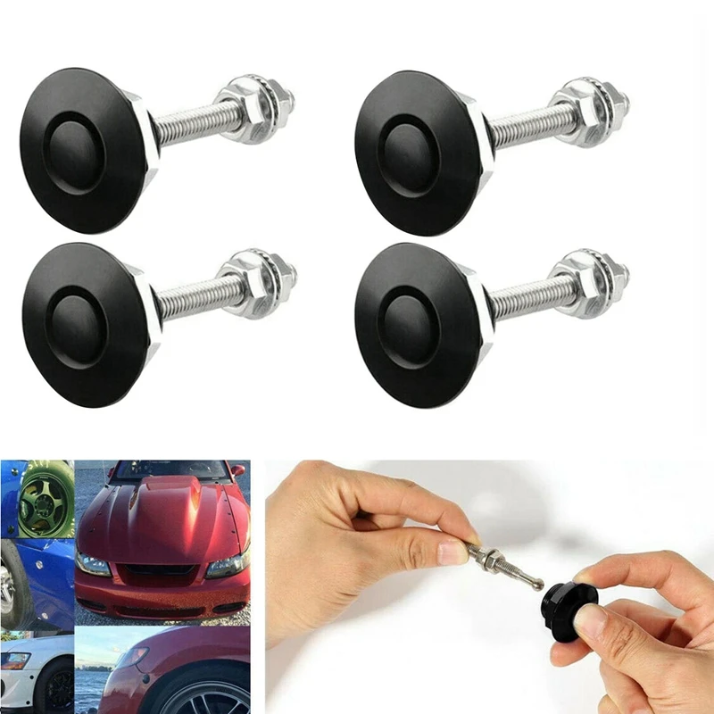 4Pcs Quick Release Push Hood Latch Button Car Pin Lock Bumper