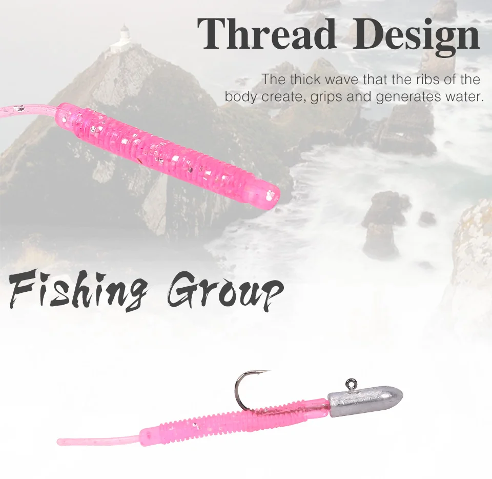 TSURINOYA AJING Soft Fishing Lure 20PCS/Lot Small Single Needle Tail Soft Jig Lure Artificial Inssect Shad Worm Bait 48mm 0.2g