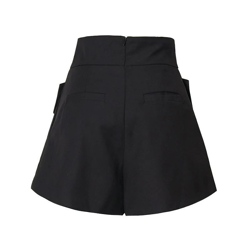 ECRURANI Black Casual Patchwork Shorts For Women High Waist Asymmetrical Loose Short Pants Female Summer Clothing 2021 New Style