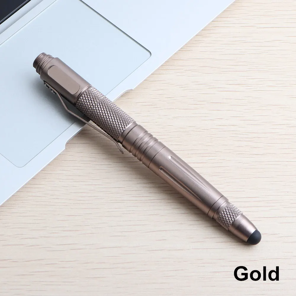 Tool Pen Gold Тактическая Ручка инструмент самообороны для Выживание Военный металлический стилус стеклянный выключатель шариковая ручка Мульти инструмент 2 Дополнительные чернила - Цвет: Tool Pen Gold