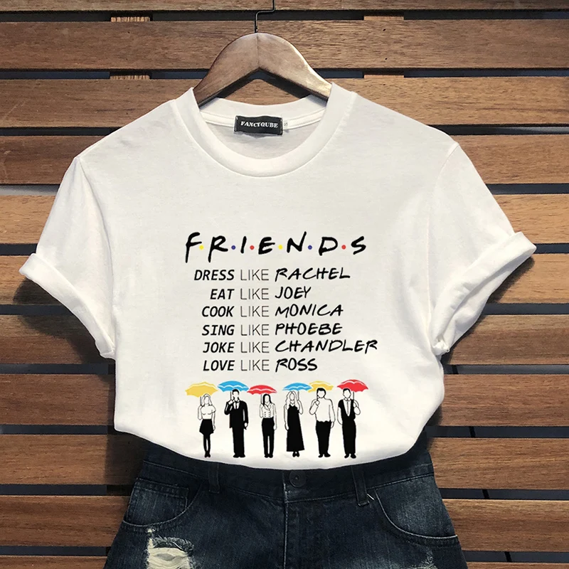 

FRIENDS Letter t shirt Women tshirt Casual Funny t shirt For Lady Girl Top Tee Hipster Drop Shipping