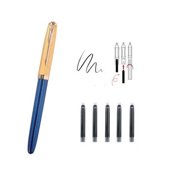 

Jinhao Arrow Clip Dark Blue Fountain Pen 0.38MM Nib Size High Quality Metal Inking Pens for Office Supplies School Supplies