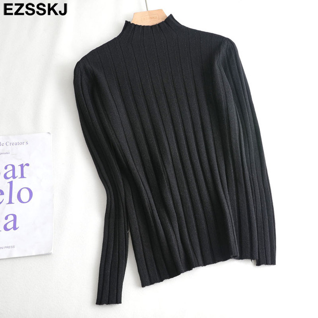 Slim soft Pure color turtleneck Sweater Pullover Women Casual Long Sleeve chic bottom Sweater Female Jumpers top