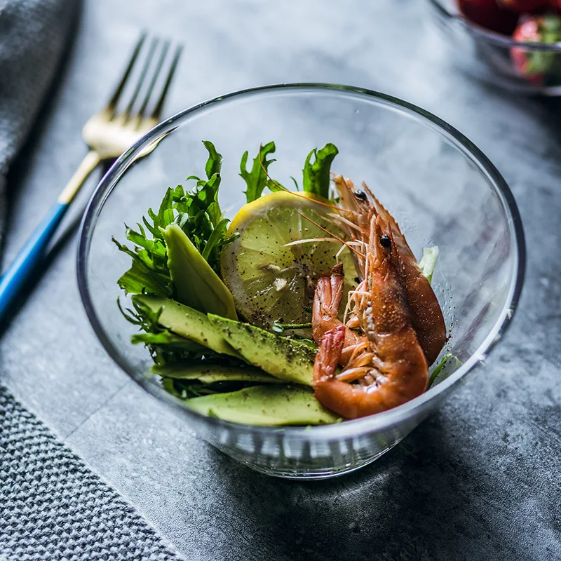 Высокая боросиликатная короткая французская Салатница прозрачная Бессвинцовая