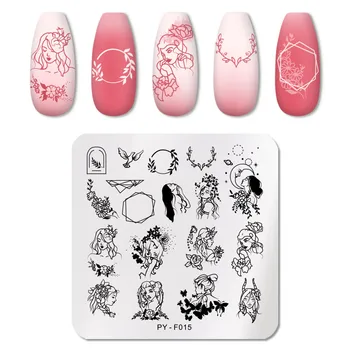 

PICT You People Square Nail Stamping Plates Stainless Steel Tools Nail Art Stamp Template Design Stencil Tools PY-F015