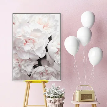 

Scandinavian Style Peony Flower Canvas Print Large Wall Art Posters and Prints Quote Poster Flower Wall Pictures for Living Room
