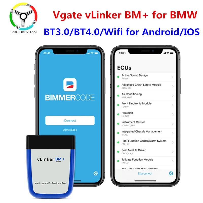 Автомобильный диагностический сканер Vgate vLinker BM + ELM327 V2.2 для BMW Bluetooth 4 0 wifi OBD 2 OBD2 ELM