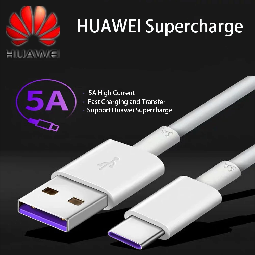 Оригинальный супер зарядный кабель Huawei Supercharge USB 5A Type C P40 P30 Pro Mate 30 20 P10 Honor20 V30 3 1 Type-C