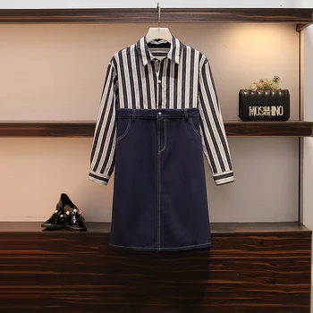 

Fall 2009 New Large Size Women's Wear Wide Korean Edition Slender Long Sleeve Spliced Fake Two Dresses