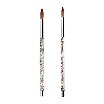 

2Pcs Rose Gold Sable Acrylic Nail Brush with Liquid Flow Glitter Nail Art Brush for Nail Art Tool - 14 & 12