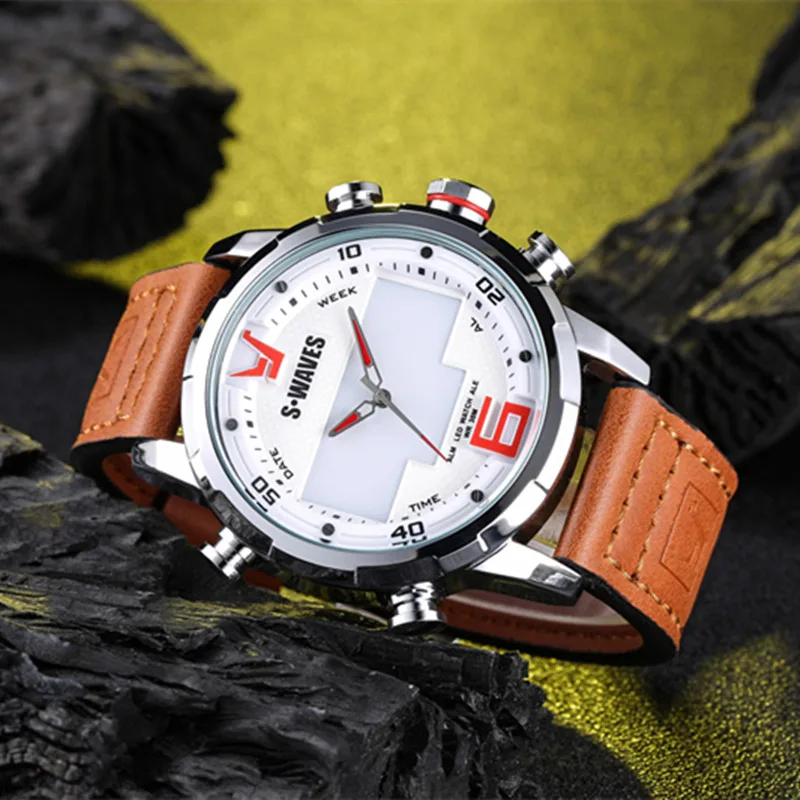 Роскошные модные кварцевые мужские часы с кожаным ремешком повседневные деловые