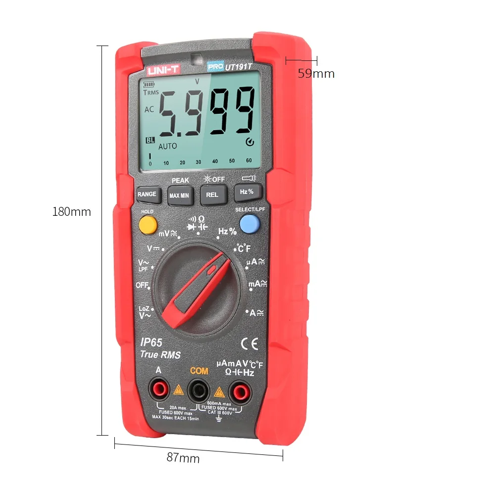 UNI-T UT191T True RMS мультиметр IP65 Водонепроницаемый/пылезащитный Профессиональный цифровой мультиметр Измерение температуры LoZ напряжение