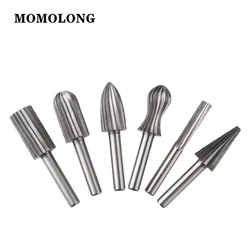 Jeu de fraises rotatives pour Dremel, 6mm 1/4 "pour outils rotatifs Dremel, fraise en carbure, foret de gravure CNC, lime rotative, tige de meulage 6 pièces 