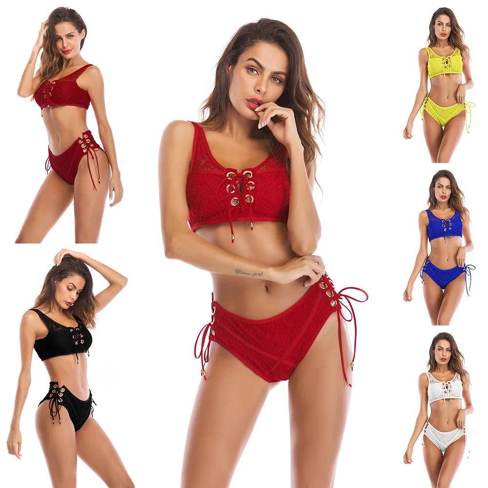 

New Style Hot Sale Sleeveless Lace Sexy Two Piece Bikini Nightclub Female Singer Gogo Dancer Stage Performance Costumes VO566