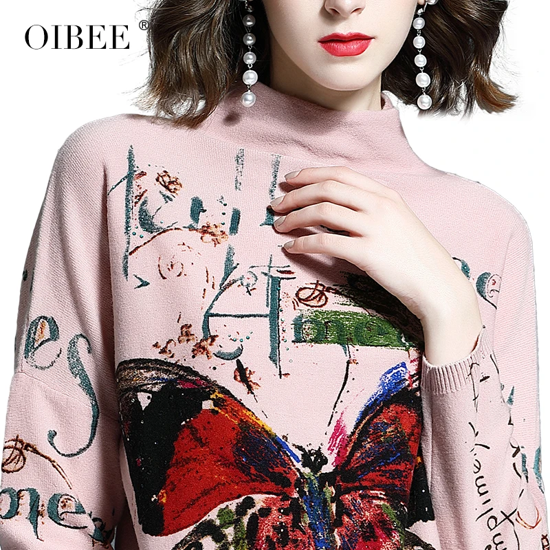 OIBEE2019 осенняя и зимняя женская новая мода печать наборы с длинным рукавом короткий свитер дикая рубашка женская