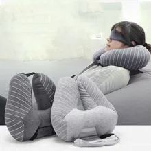 Многофункциональная дорожная подушка для шеи с маской для глаз, полиэфирная подушка для шеи и плеч, расслабляющая поддержка, воздушная подушка, Тяговая подушка для шеи