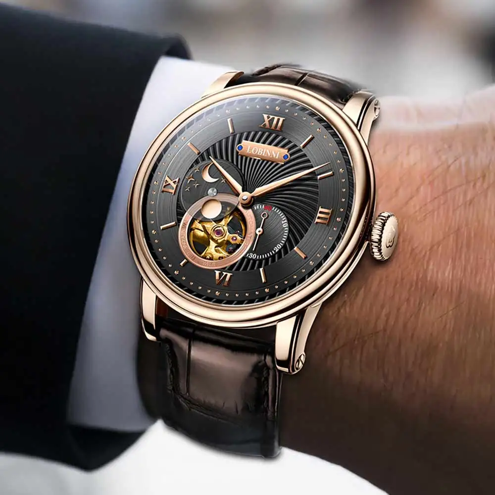 Aesop Tourbillon Orologio da Uomo Meccanico Analogico, Quadrante Blu