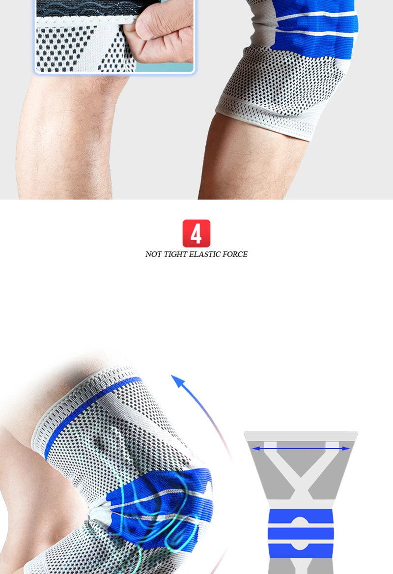 1 PCS Silicone Padded Knee Pads Supports Brace Basketball Fitness Meniscus Patella Protection Kneepads Sports Safety Knee Sleeve (32)