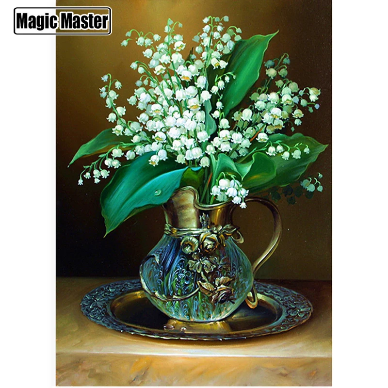 5D Diy Full Diamond Painting Flower &quotValley Lily&quot Cross Stitch Embroidery Scenery &quotBellflower&quot Rhinestone Mosaic | Дом и сад