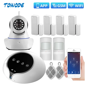 

WiFi GSM WIFI Home Alarm System Wireless Security Pet Immune IP Camera Window Sensor Alarm APP Control