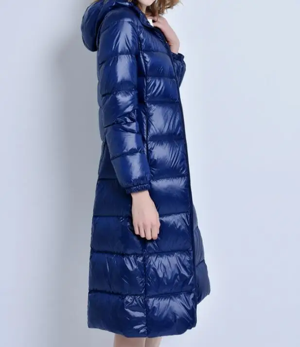 SEDUTMO, зимние, размера плюс, 3XL, длинные, женские пуховики, тонкий, толстый, с капюшоном, пальто, осень, Повседневный, пуховик, ED919 - Цвет: Тёмно-синий