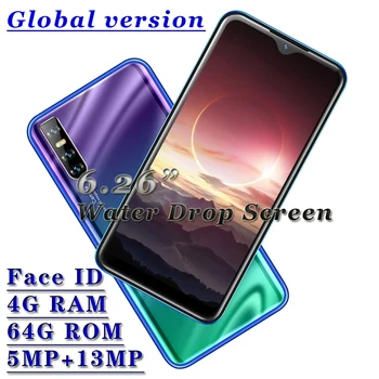 

Quad core A5 Pro 13MP Face unlocked 4GB RAM 64GB ROM smartphones water drop screen android mobile phones celulares dropshipping