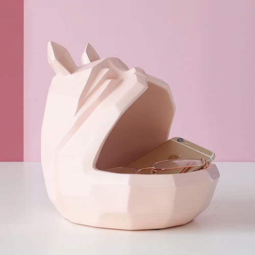 2020 New home storage box Dog cat modern figurine Candy Fruit key Desktop home decor storage container Home Office Storage box Dog Pink