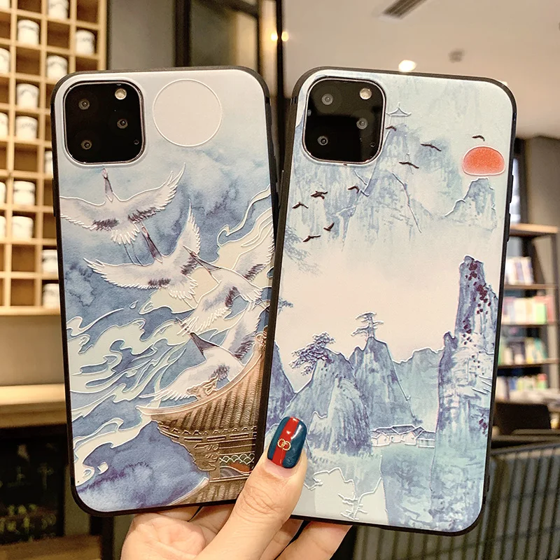 

For iPhone 11 Pro Max Case Protective Case For iPhone 7 8 6 Case For iPhone X XS Max XR 7 8 6Plus Case 3D Landscape Sun Case
