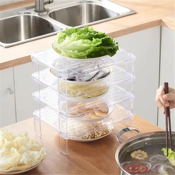 

Refrigerator Storage Rack Layered Dishes Shelf Cabinet Compartment Storage Rack Kitchen Organizer Leftovers Refrigeration