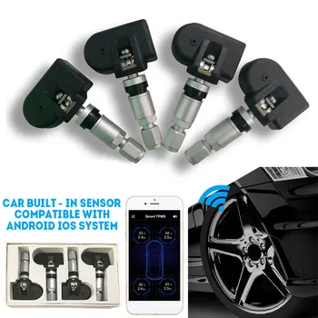 

Tire Pressure Detector 4 Internal Sensors Universal TPMS Car Bluetooth TPMS Stable Mobile Phone APP Detection for Android/IOS